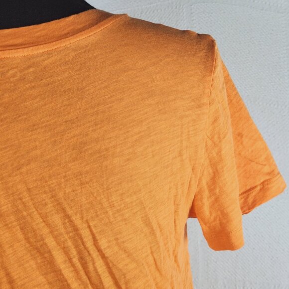 Loft Orange Cream V-Neck Cotton Short Sleeve Hi Low Classic Basic T-Shirt Size M - Picture 14 of 16